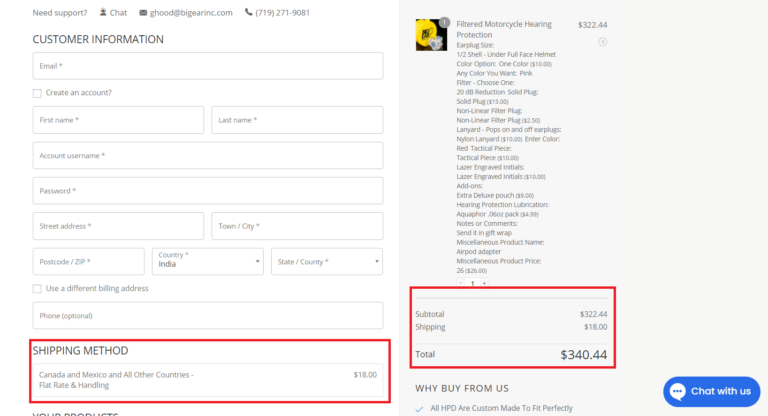 Big Ear Checkout page