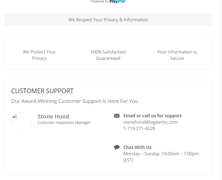 Big Ear Customer service
